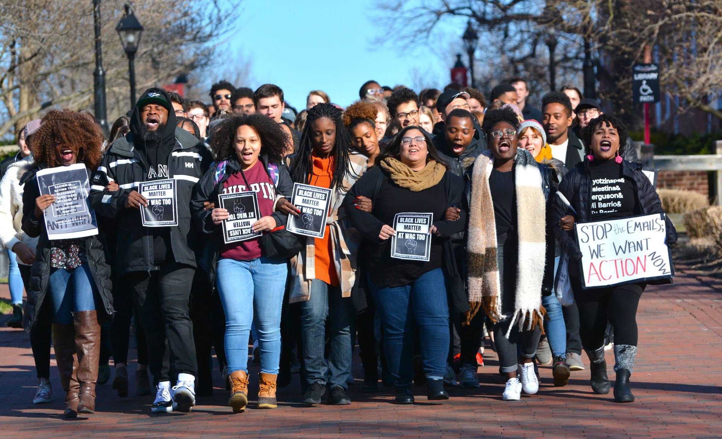 Students marching for racial justice on campus