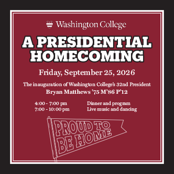 White text on maroon background showing College logo and a pennant reading “Proud to be Home