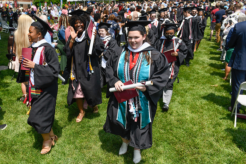 Washington College graduates leave their Commencement Ceremony