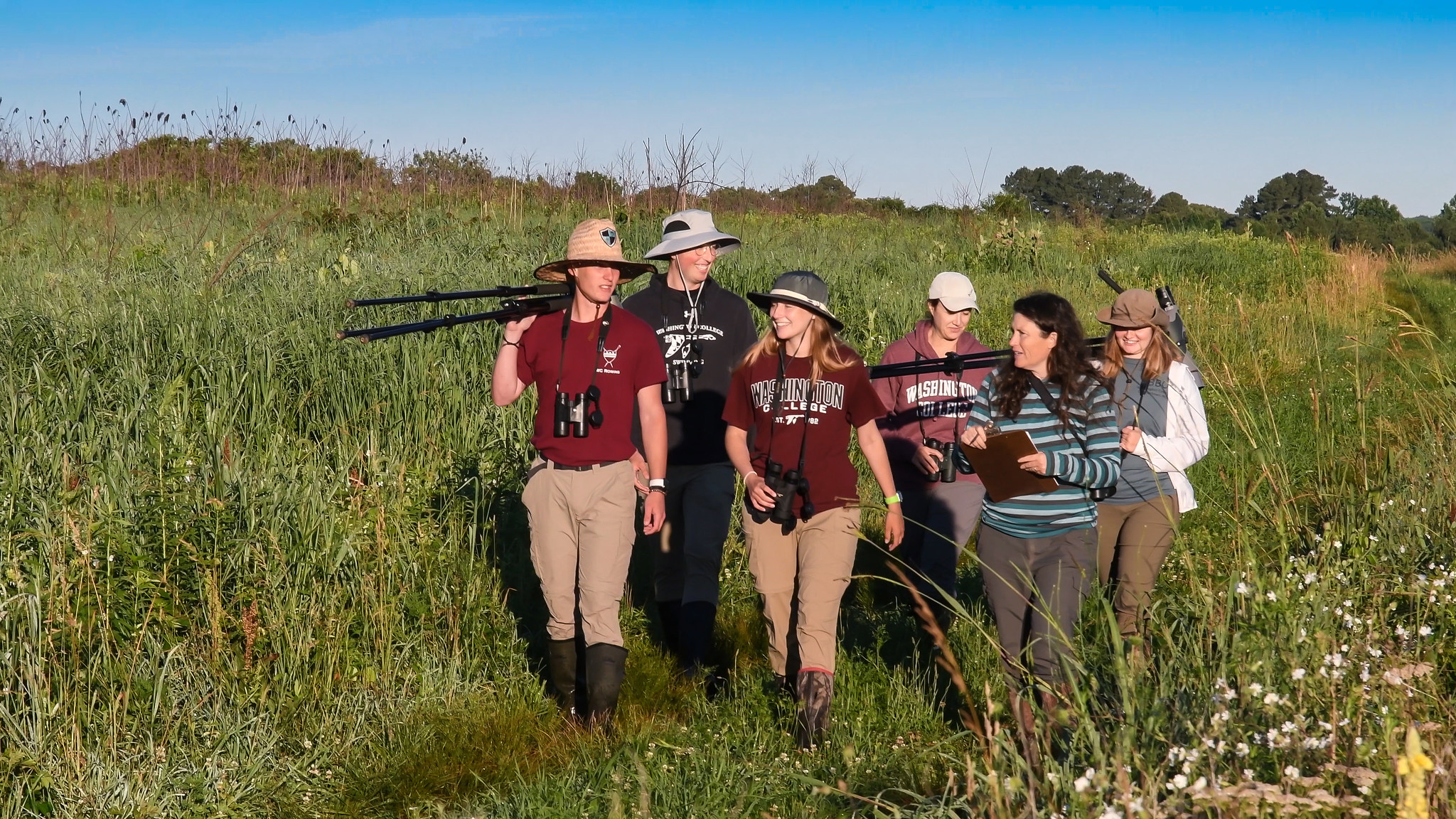 Washington College students doing field research