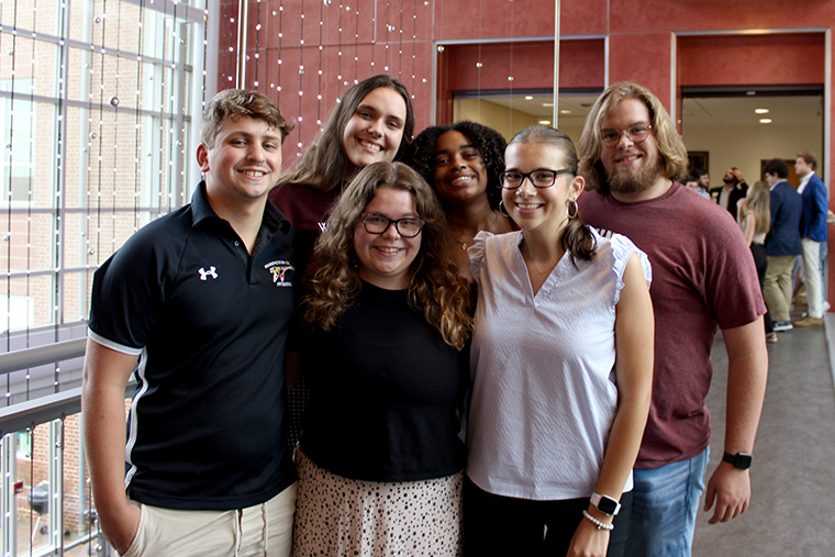 Six members of the Washington College Student Government Association at the Mid-Atlantic Student Government Leadership Summit that they organized.