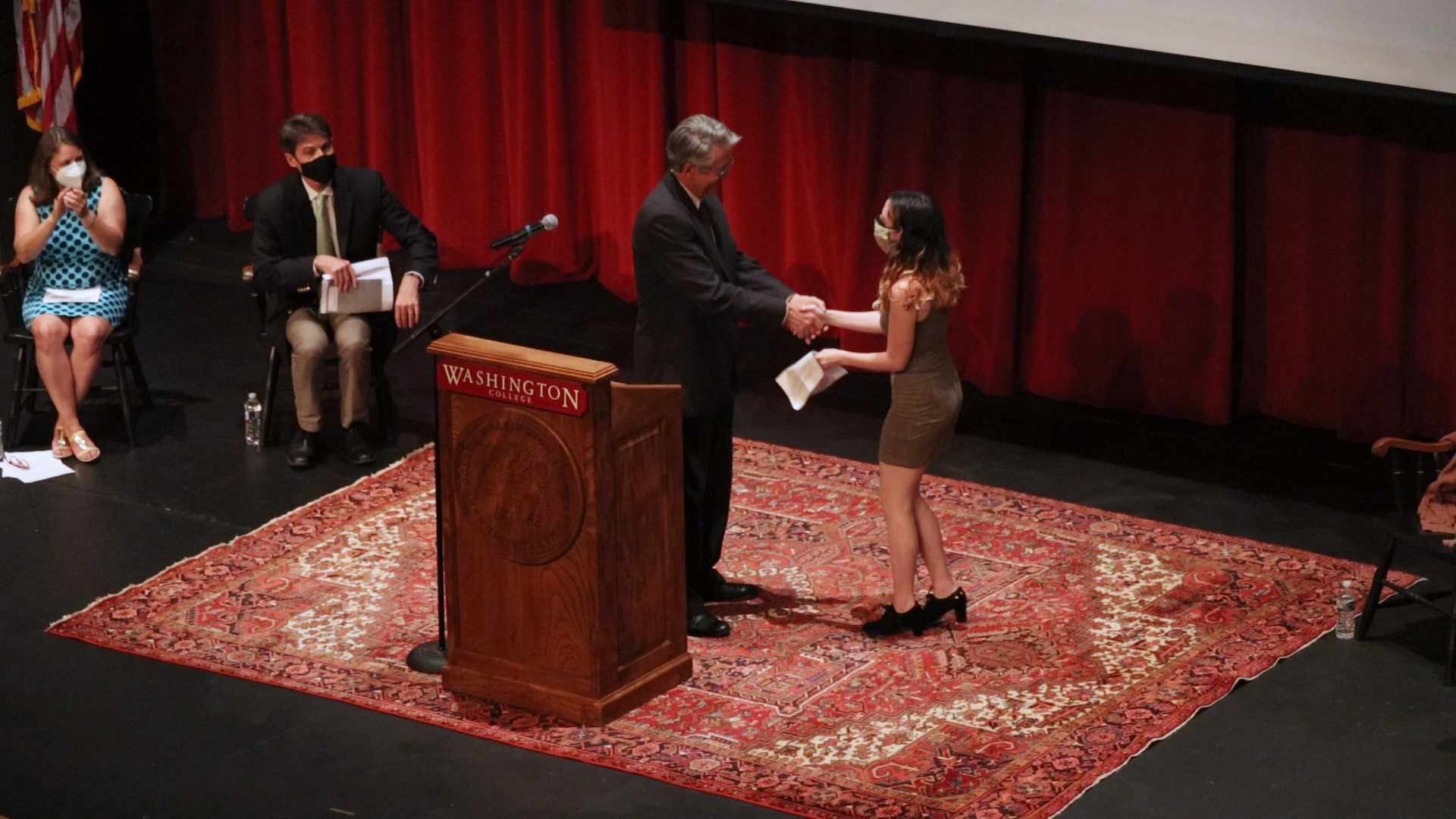 Teddy Friedline accepts the 2022 Sophie Kerr Prize