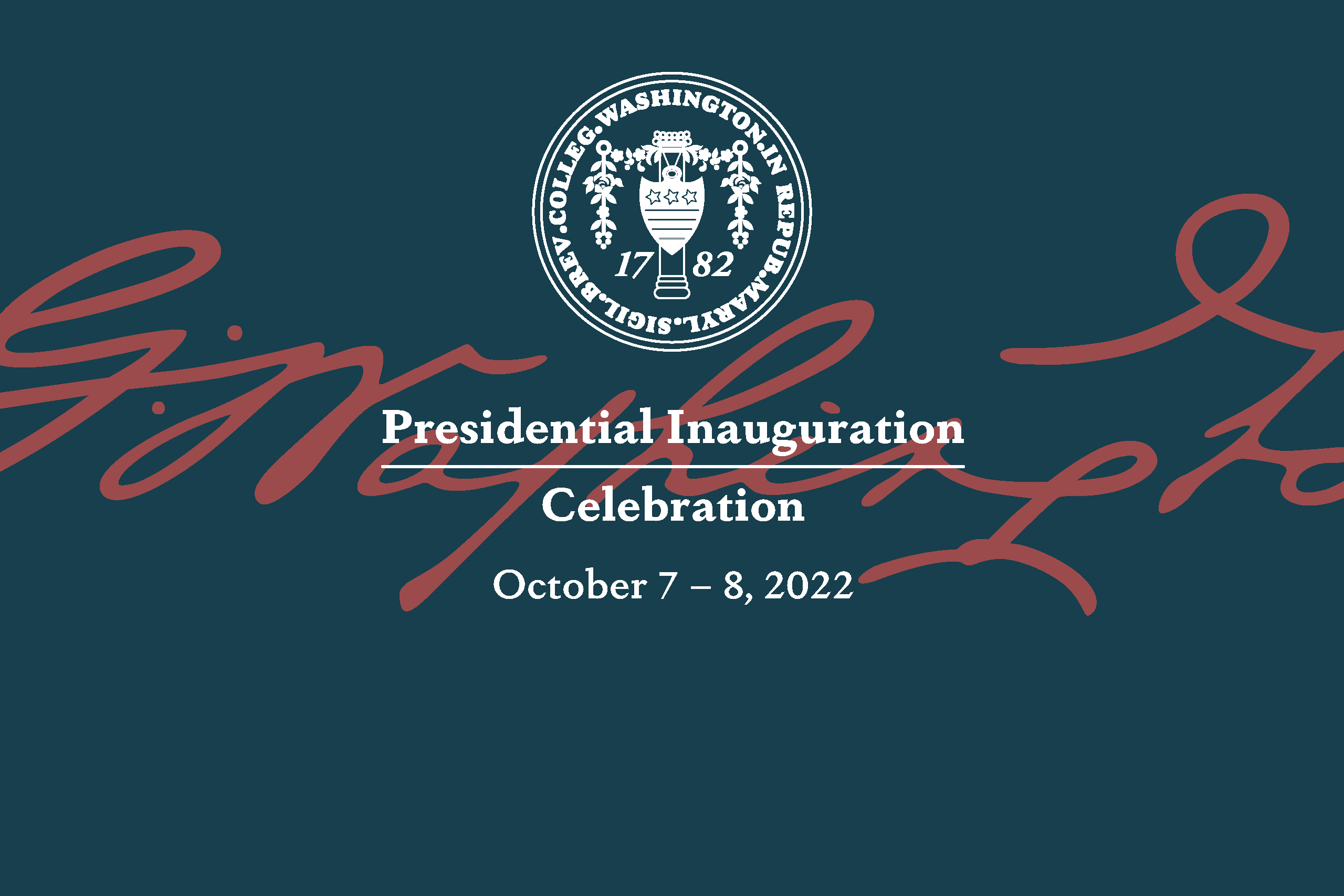 Inauguration announcement for Washington College's 31st President Dr. Michael J. Sosulski on October 8, 2022.
