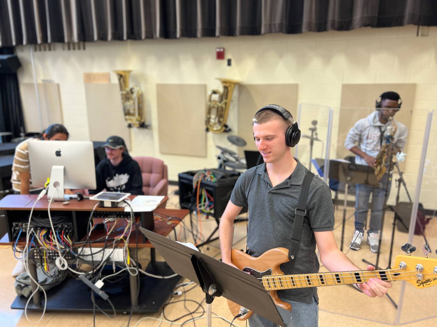 recording in large studio