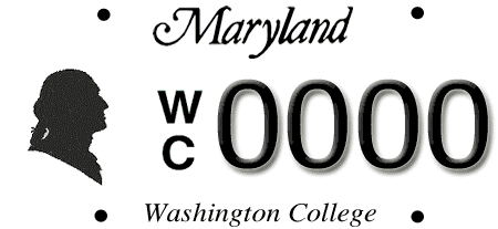 Washington College license plate