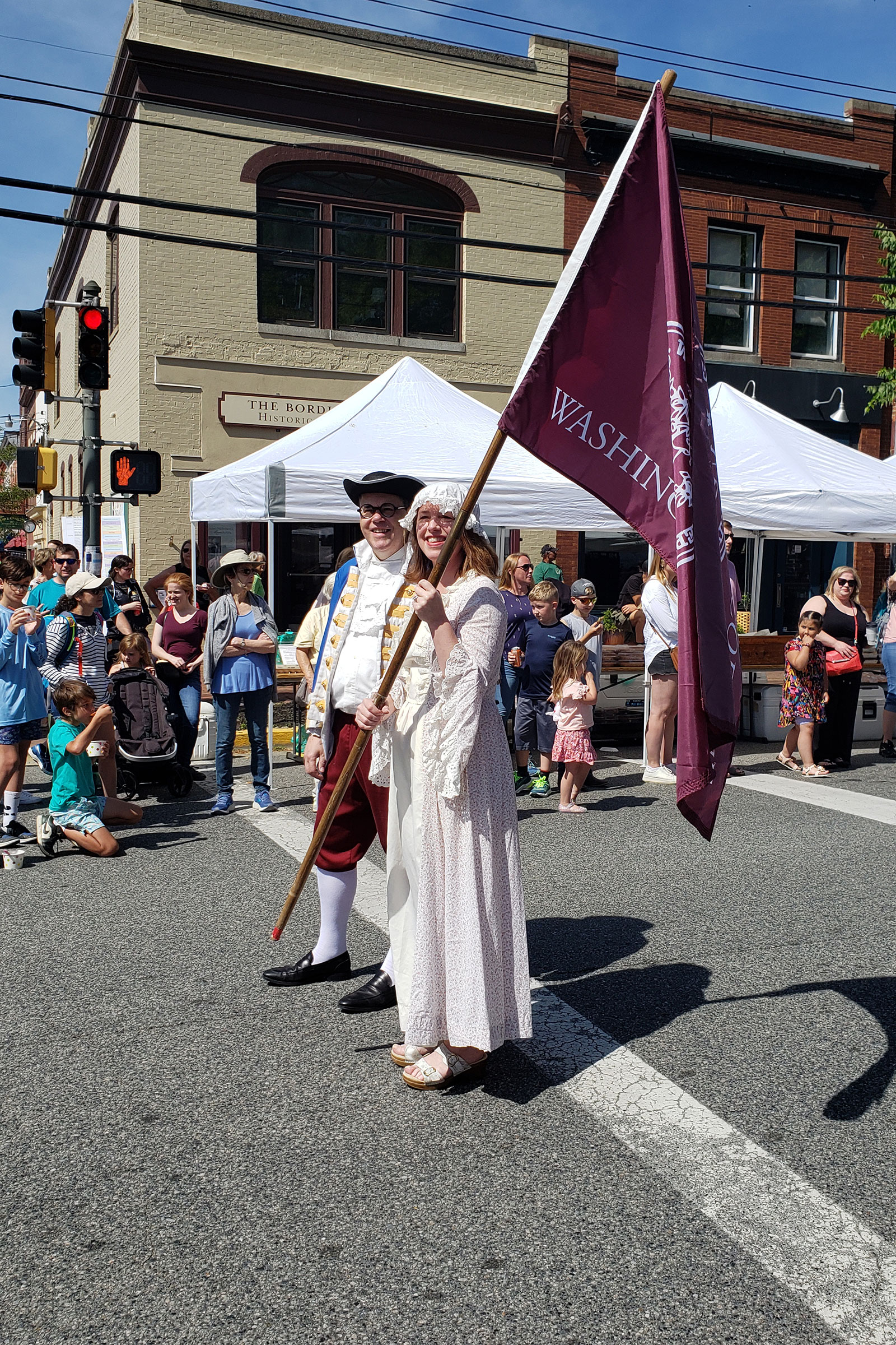 President Sosulki and his wife Cori Crane in colonial attire at Chestertown Tea Party 2023