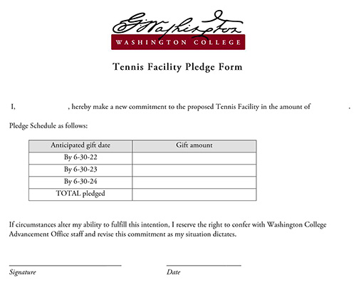 Tennis Facility Pledge Form