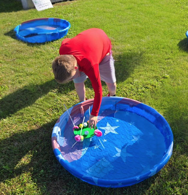 Student building a buoy