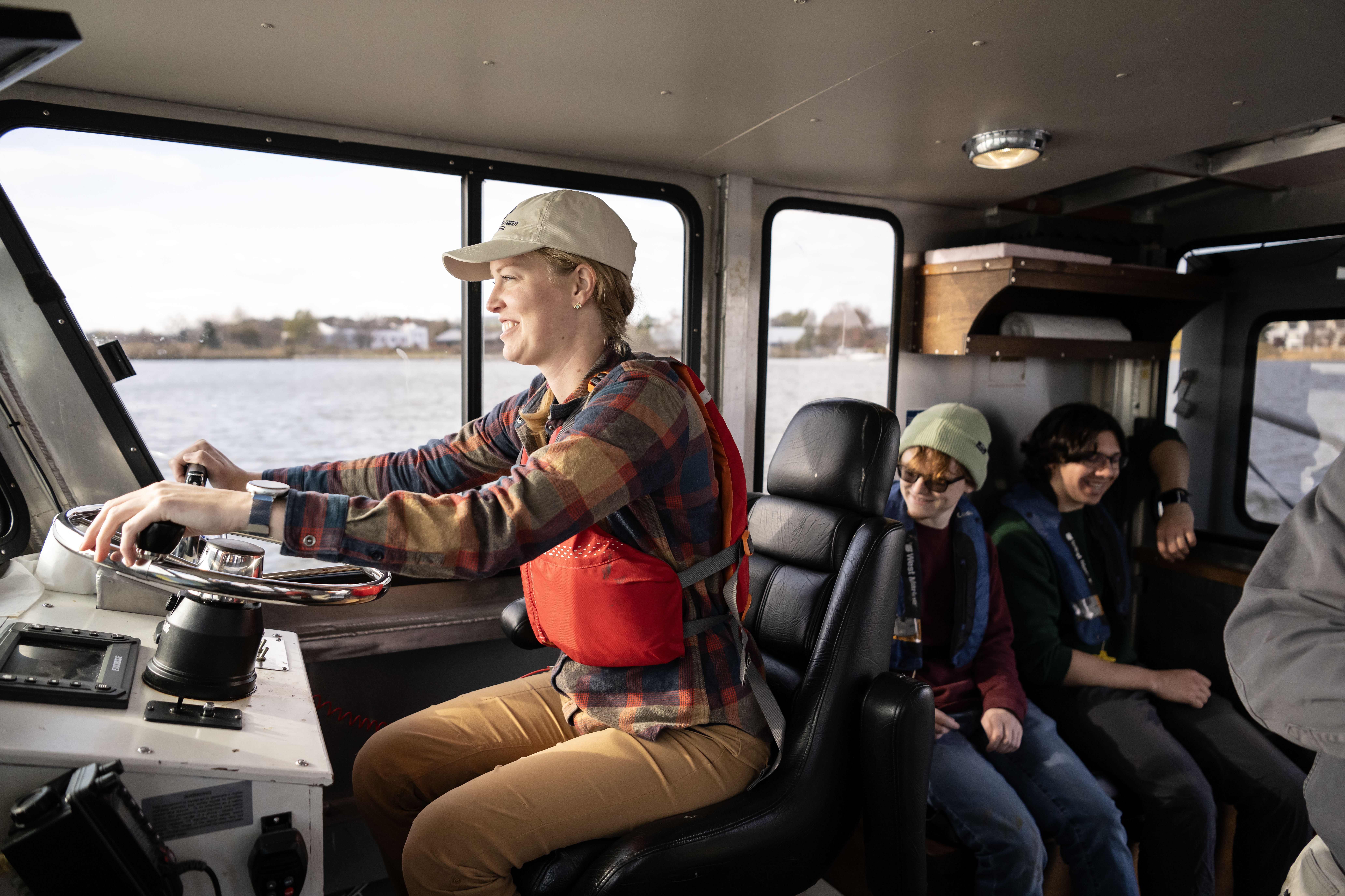 Watershed Innovation Lab students on boat