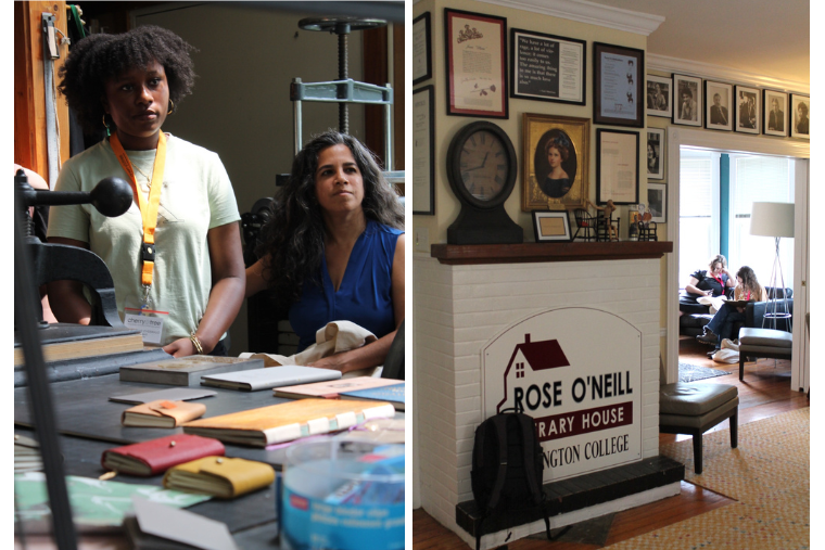Students participate in printing press tutotials and writing seminars at Washington College's Cherry Tree Young Writers Conference.