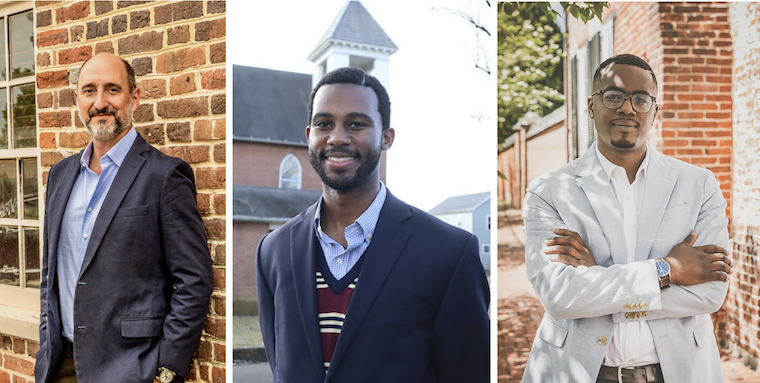 photo portraits of (left to right) Adam Goodheart, Jaelon Moaney, and Darius Johnson '15