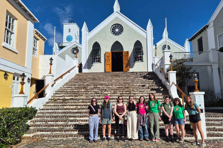 Washington College students on a Quill & Compass trip to Bermuda over spring break 2026. 