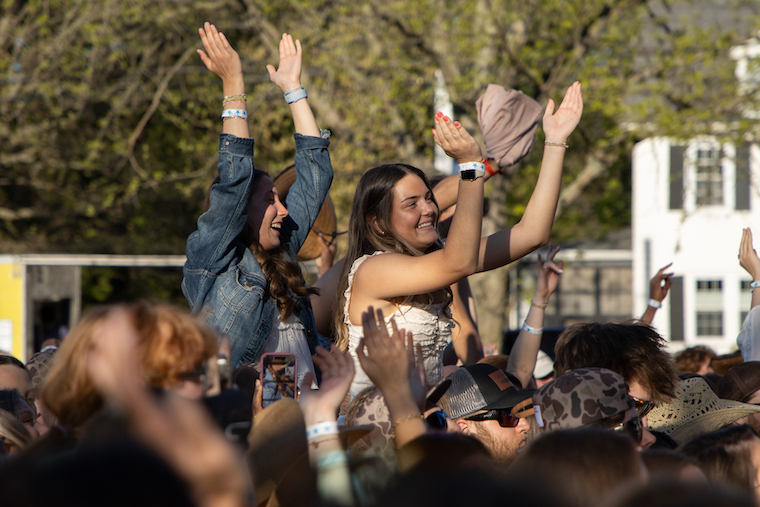 Washington College students cheer on Brothers Osborne during their Admitted Students Day concert. Washington College students cheer on Brothers Osborne during their Admitted Students Day concert.