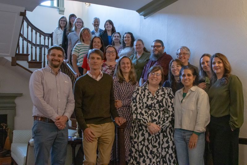 Most of the authors of “Media and Information Literacy as Civic Practice” pose in Hynson-Ringgold House