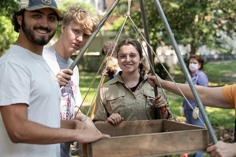 Kat Esposito at an archaeology field school dig