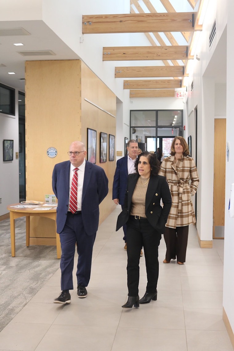 Gov. Larry Hogan tours Washington College's campus.