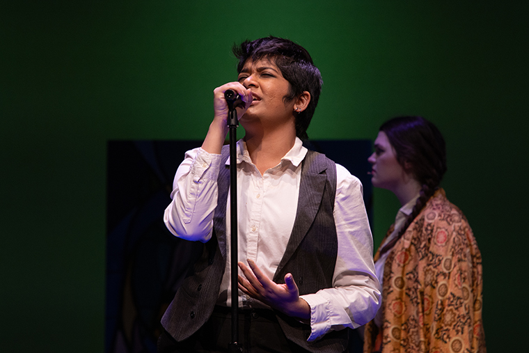 Jaya S. Basu '26 singing in Spring Awakening