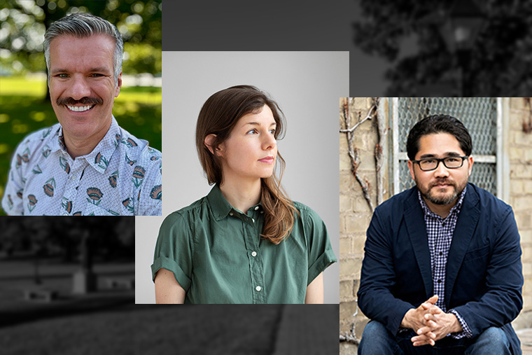 portraits of Matt Bell, Allegra Hyde, and Sequoia Nagamatsu