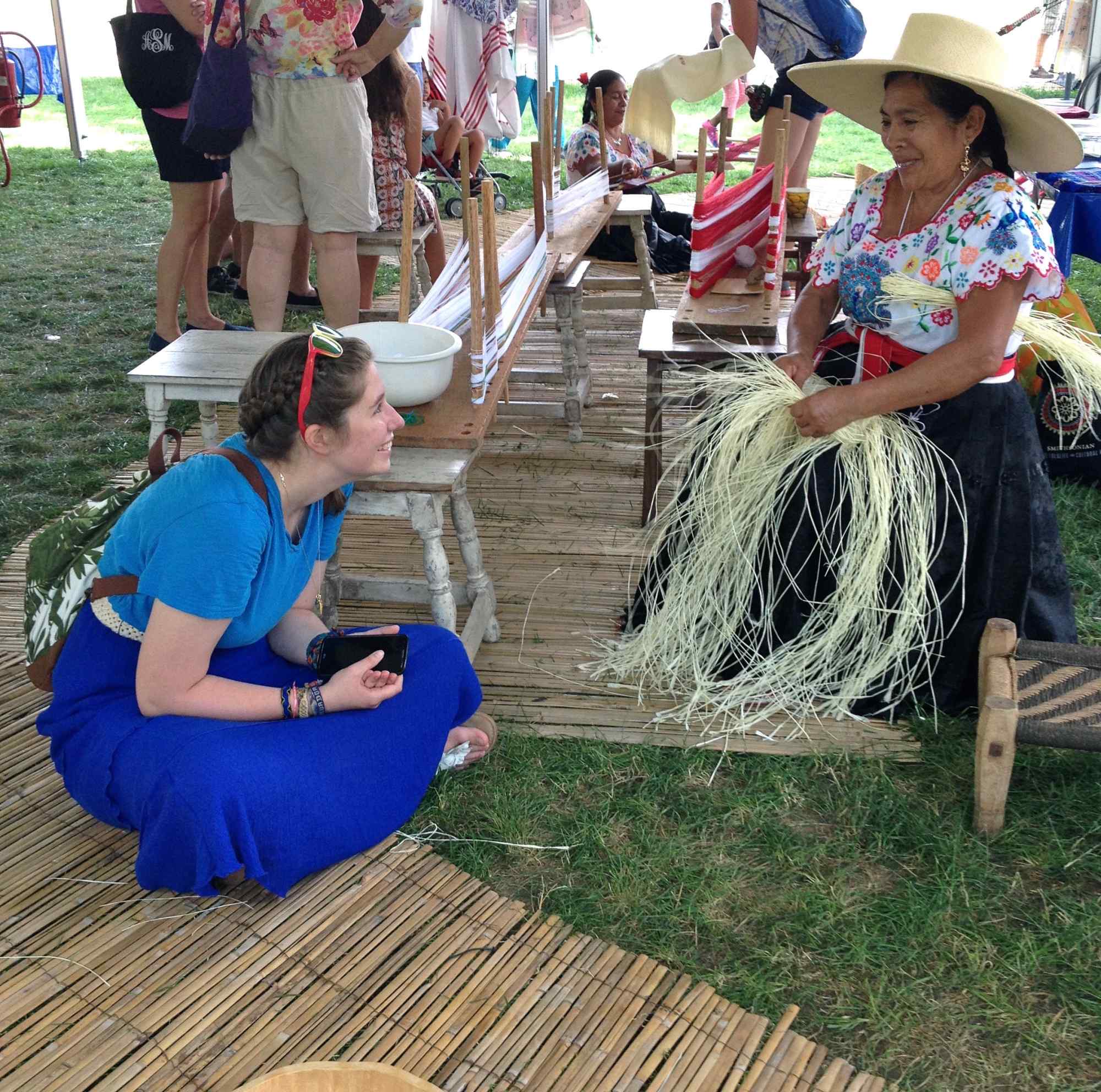 Rachel Brown ’16 meets a craftswoman at the 2015 Smithsonian Folklife Festival in Washington, D.C.
