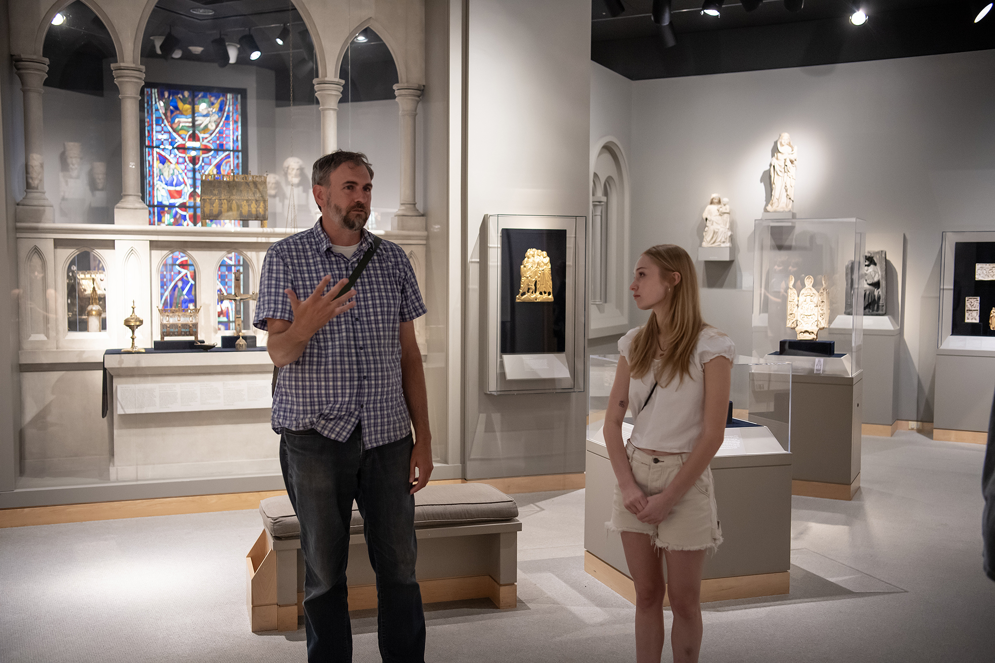 ben tilghman leading a discussion at a museum