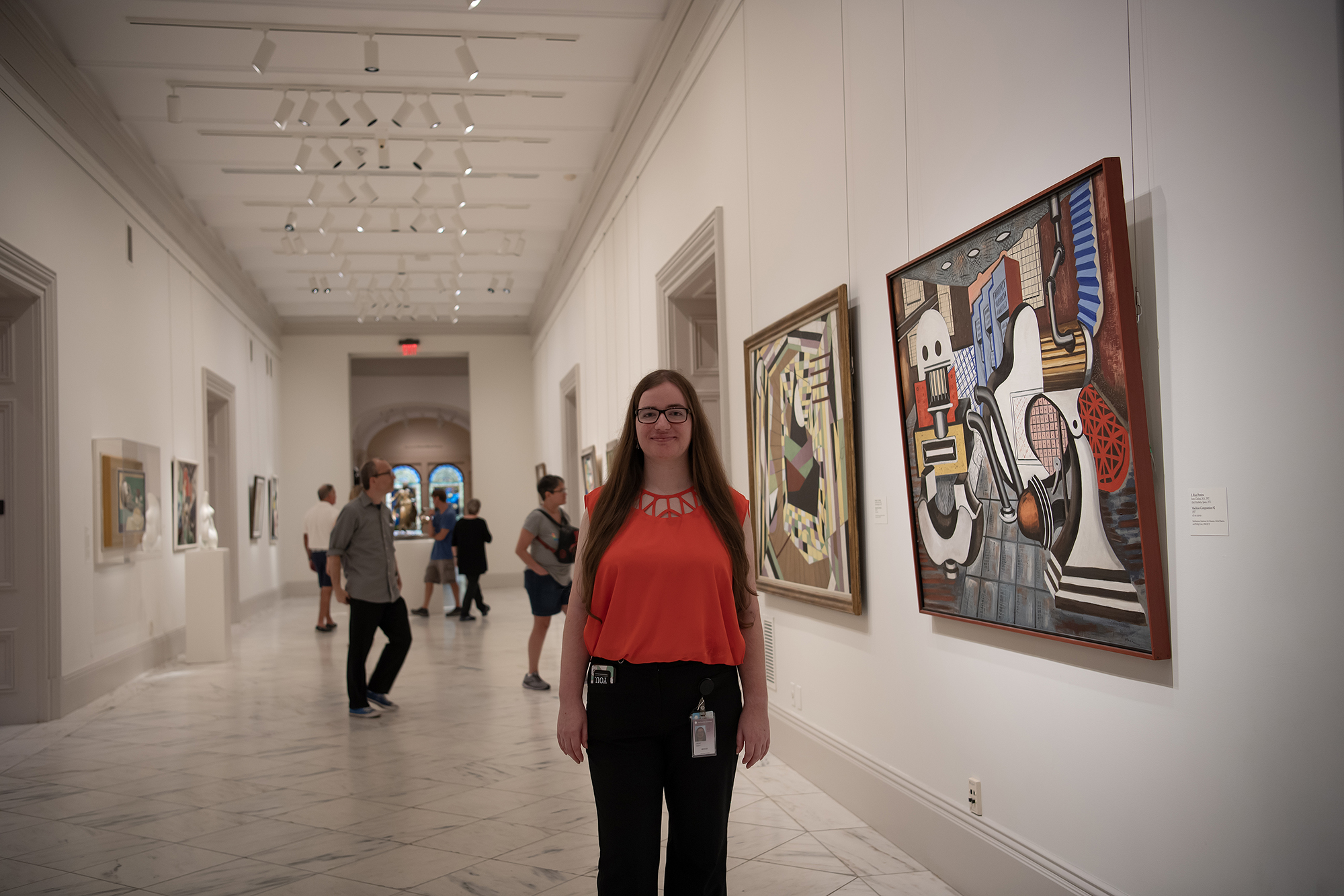 student completing an internship in a museum