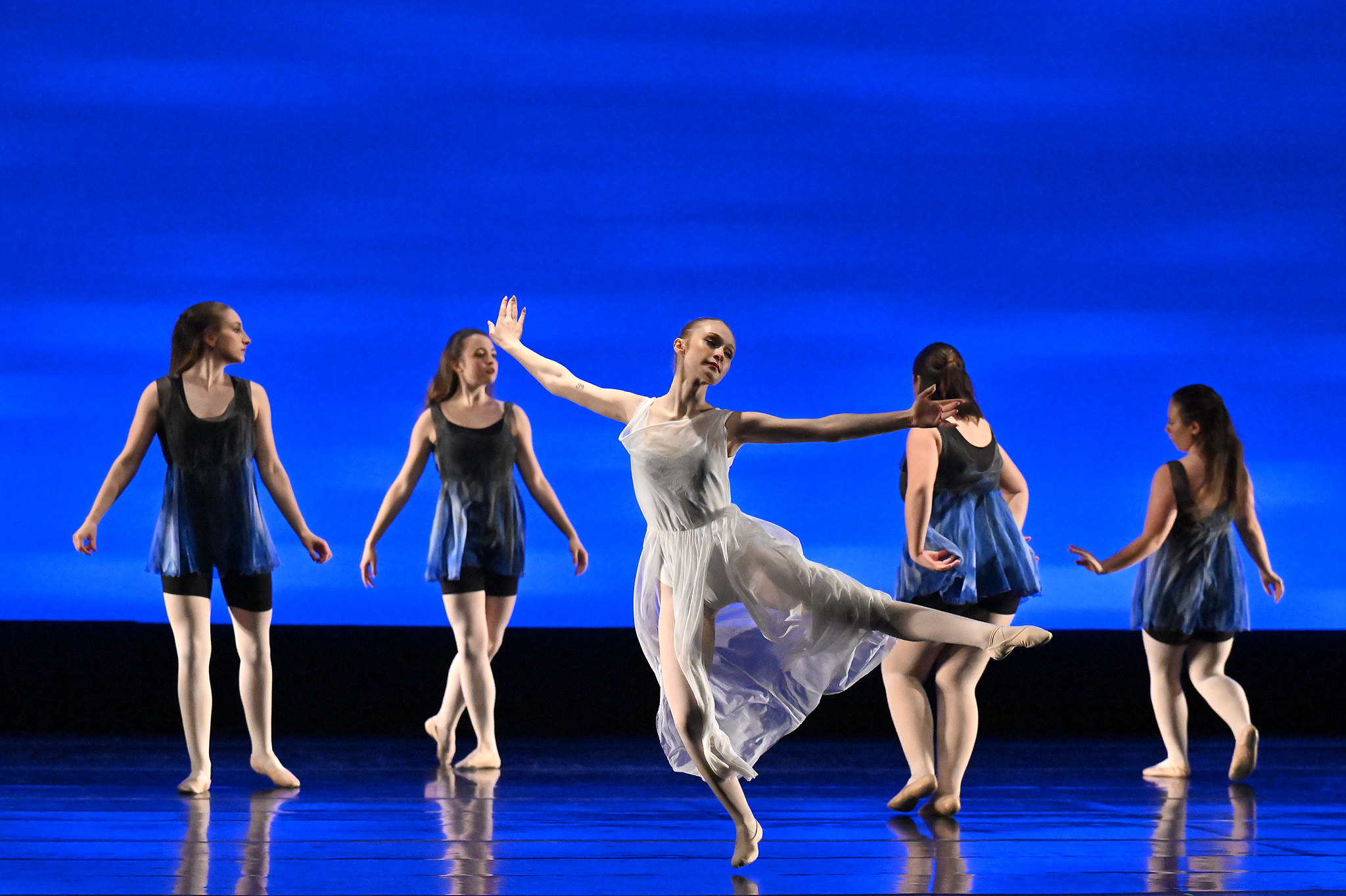 female students on stage during dancescape fall 2025