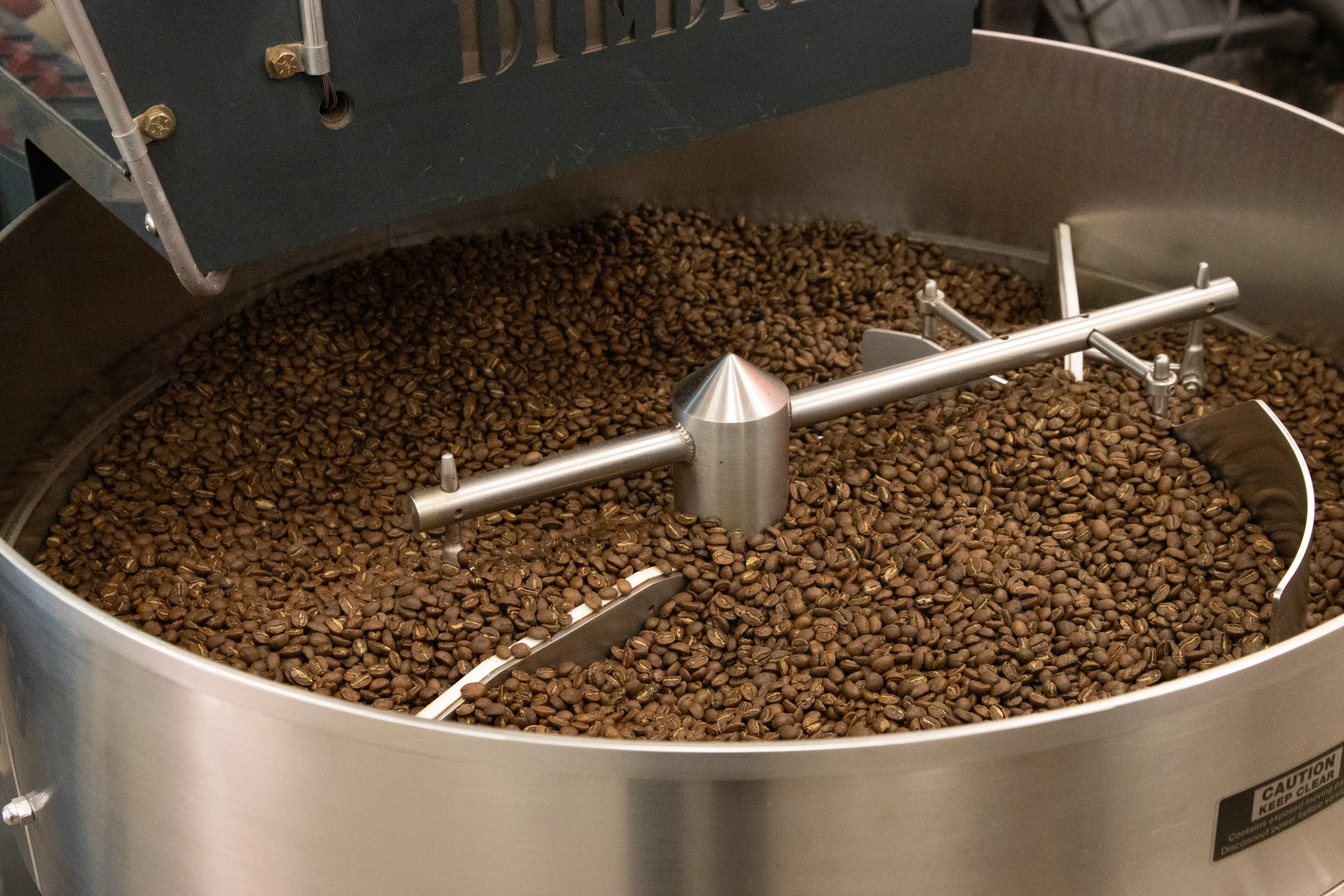 Coffee beans in a roaster