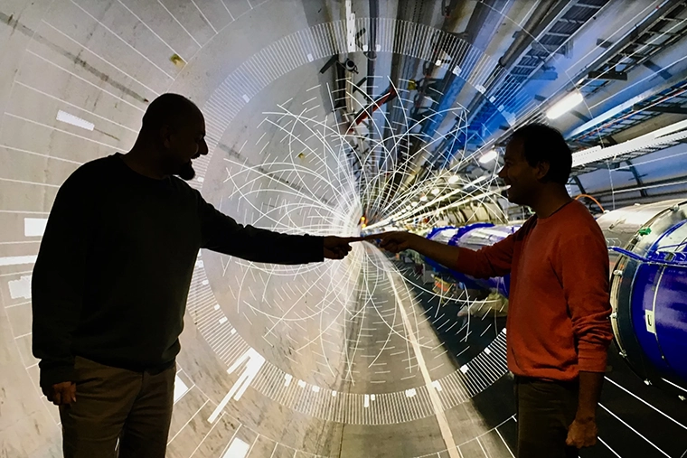 photo Illustration of Suyog Shrestha and the ATLAS project