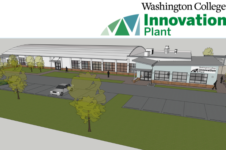 An exterior rendering of the future Innovation Plant at 800 High Street, designed by Becker Morgan Group in coordination with hundreds of local stakeholders. 