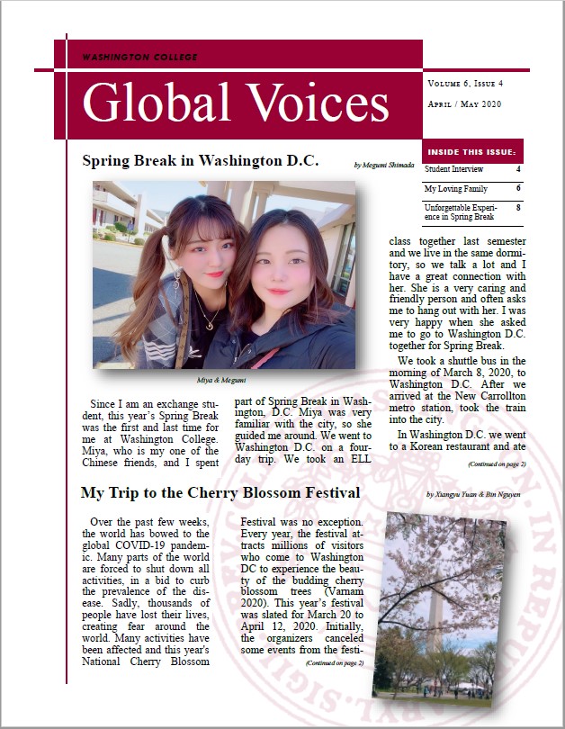 Spring 2020 Newsletter Two Cover Image