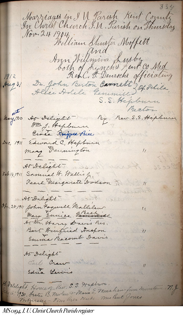 I.U. Christ Church register Marriages