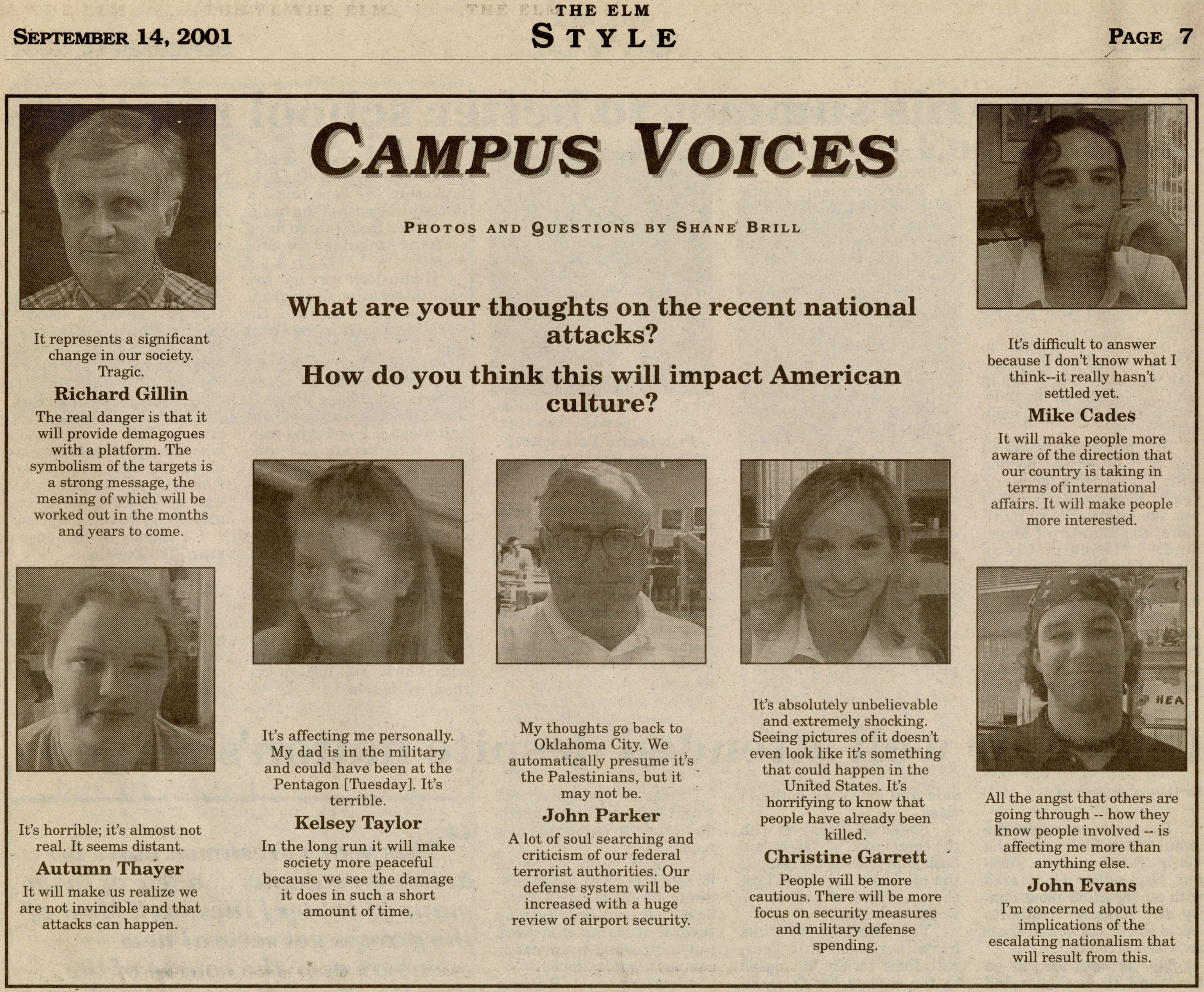 Campus Voices 9/14/2001