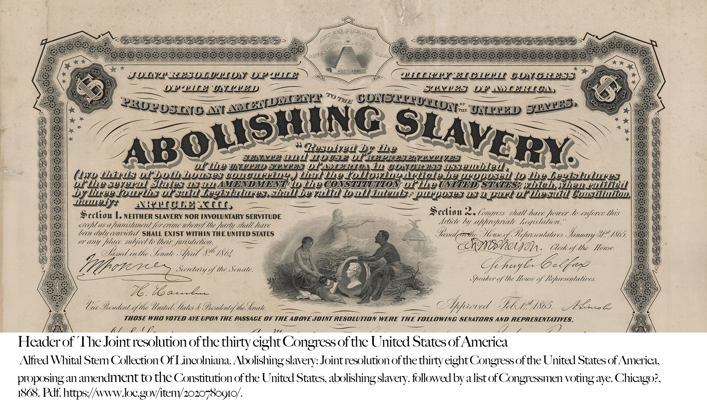 Header of the Joint Resolution of the thirty eight congress of the USA