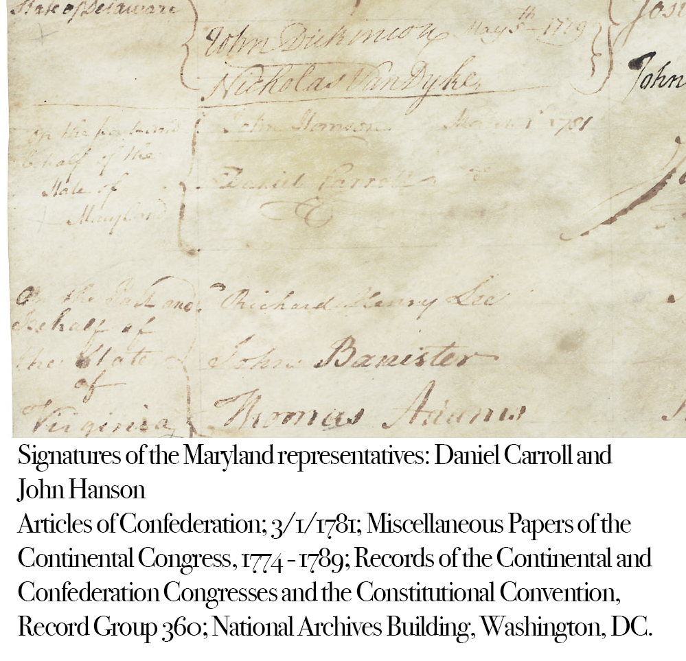 Maryland signers of the Artcles of Confedertaion