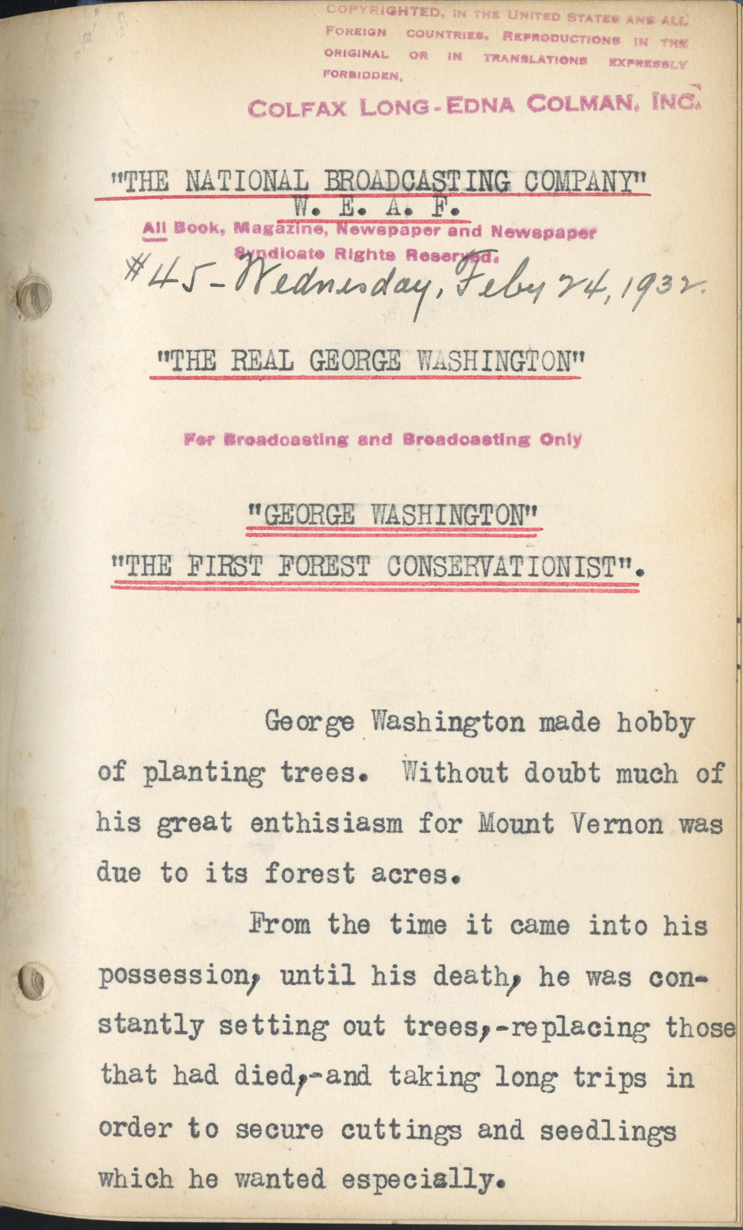 "The Real George Washington" script