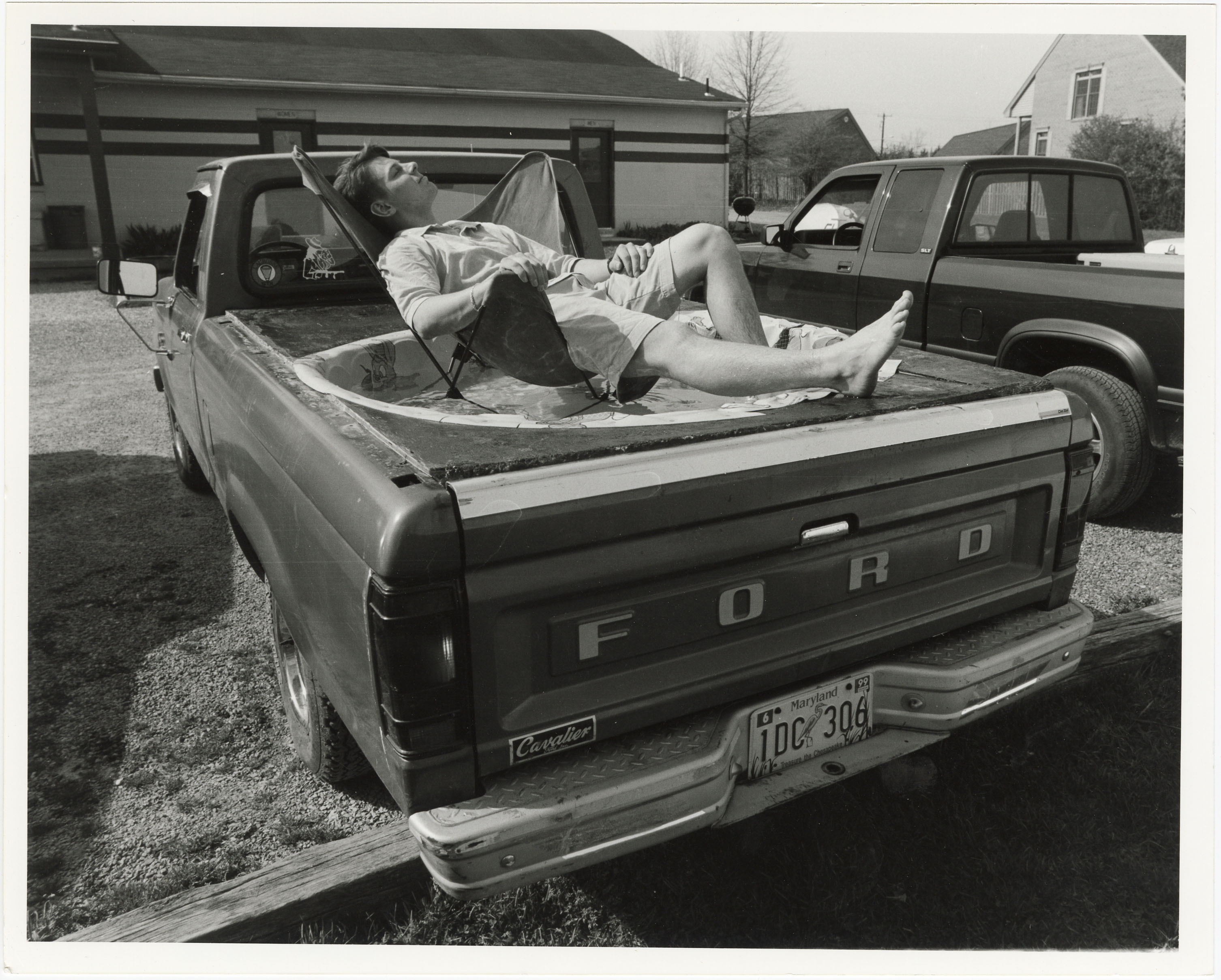 Student in pick-up bed pool