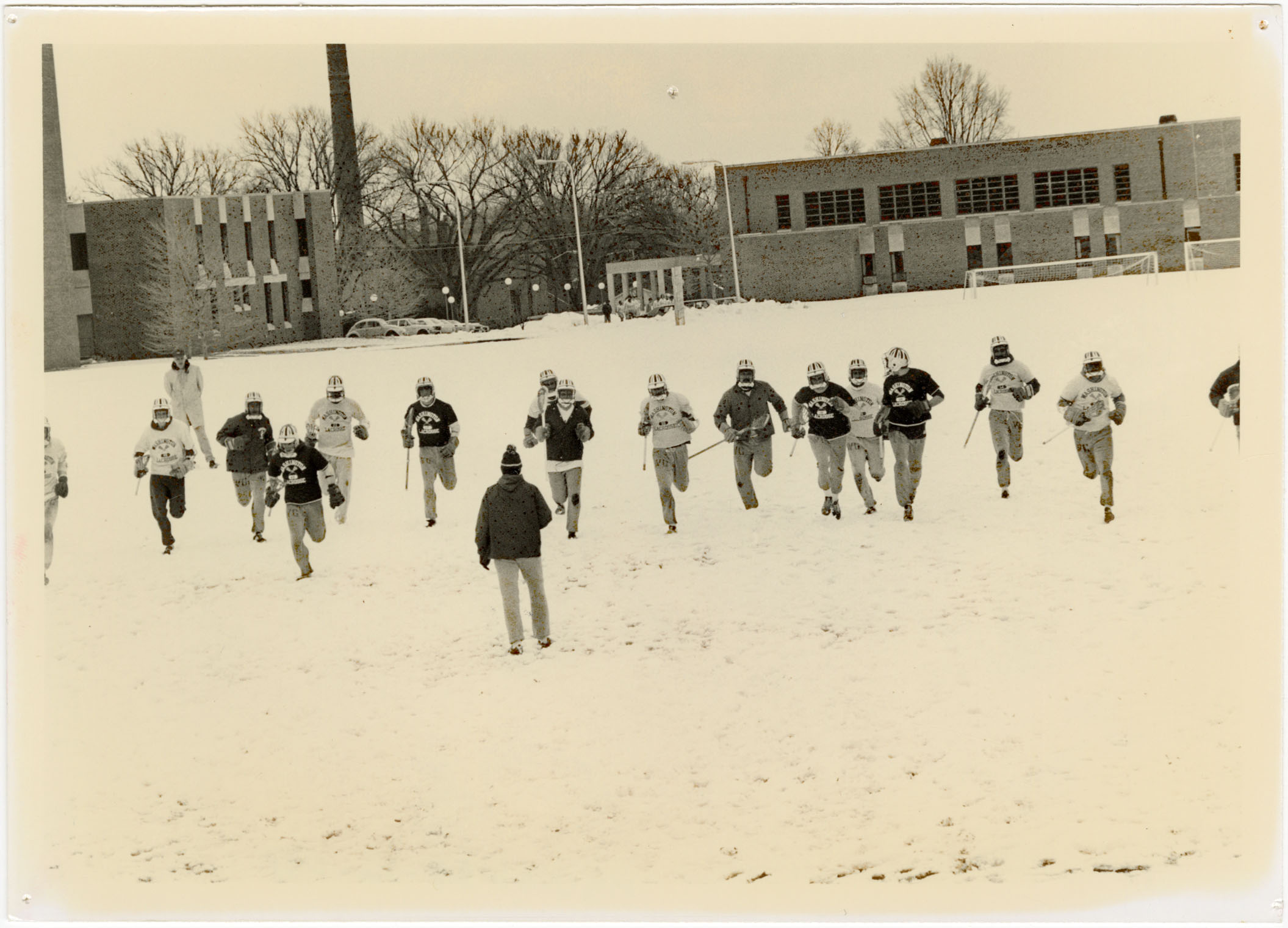 Lacrosse practice in snow