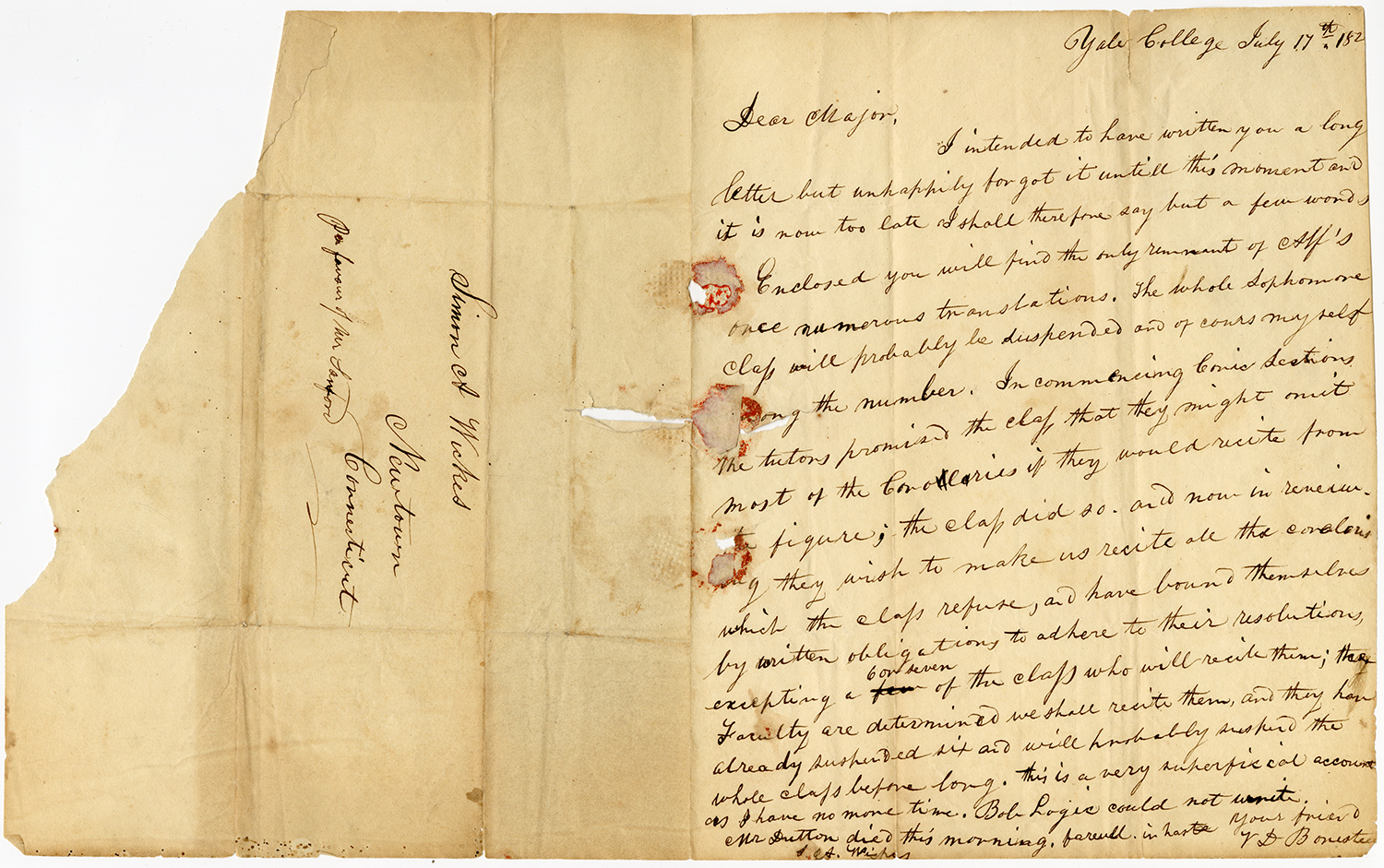 Letter to Major Wickes