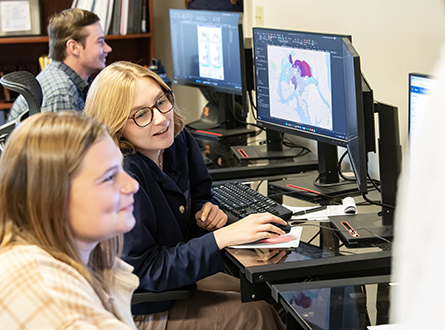 students working on geospatial information systems