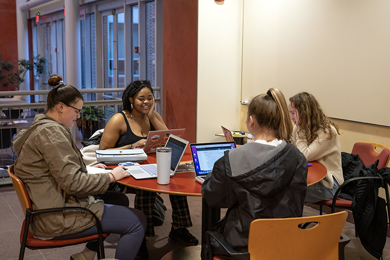 students studying in the toll science center