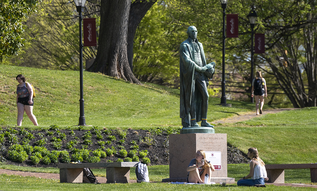 students on the College Green